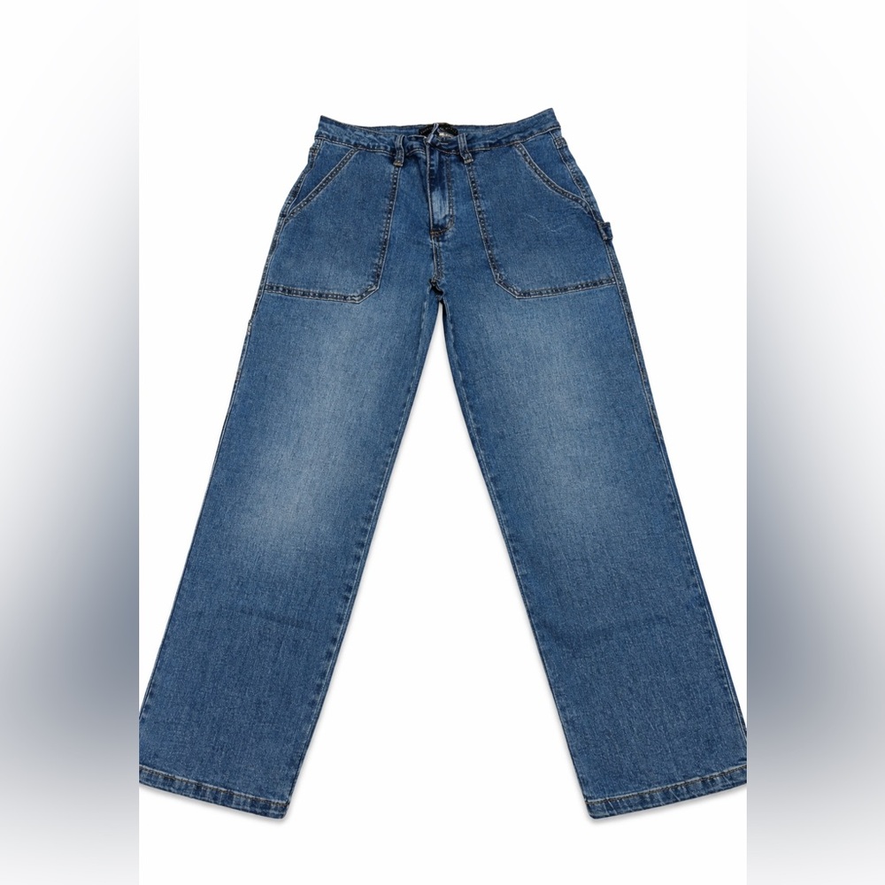 Sanctuary Denim Utility Wide Leg Jeans Size 27 Cropped Carpenter Style